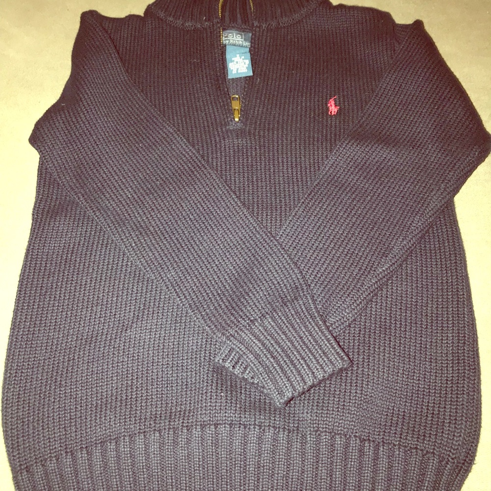 Boys Ralph Lauren half zip navy sweater size 7